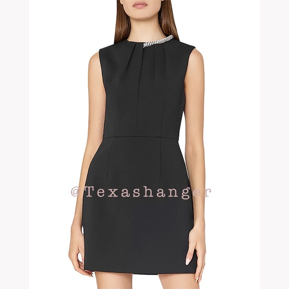 NWT Milly Nyra Crepe Crystal Embellished Dress Size 10 Black - Picture 1 of 13